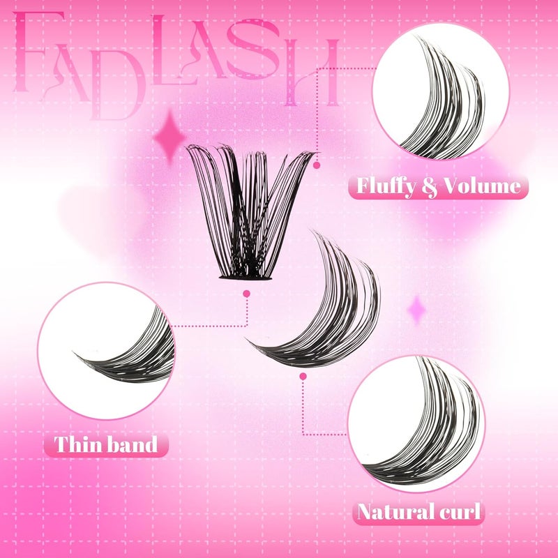 Fadlash Wispy Cluster Eyelashes DIY Individual Eyelashes 0.07D Curl 8-16mm 60D Eyelash Extensions Reusable Soft Fluffy Eyelash Extensions For Beginner - Image 5