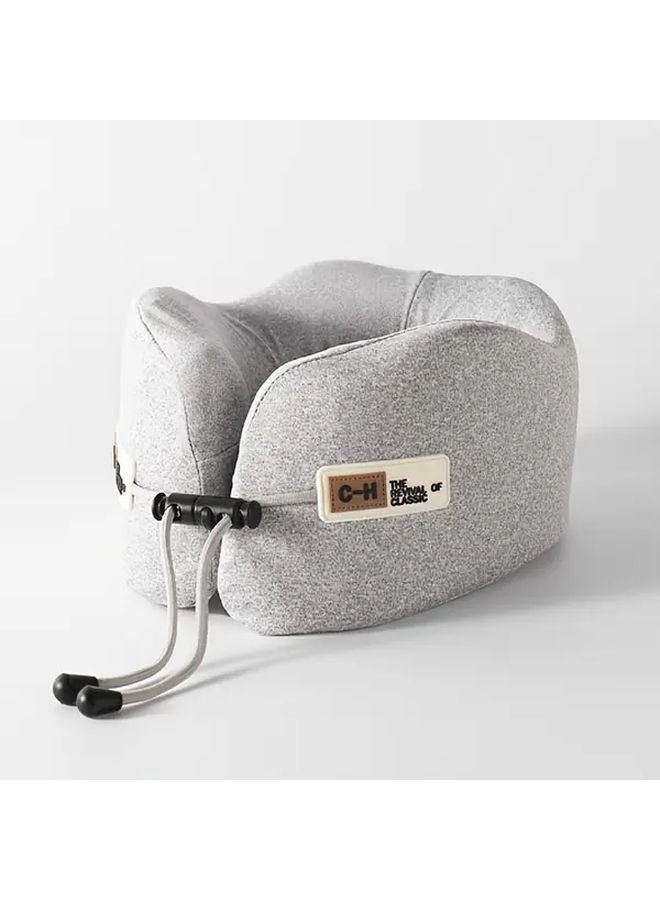 وسادة سفر سوداء على شكل حرف U مع صندوق تخزين، دعم عنق مريح للطائرة والسيارة - Image 3