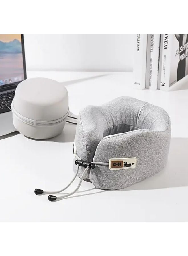 وسادة سفر سوداء على شكل حرف U مع صندوق تخزين، دعم عنق مريح للطائرة والسيارة - Image 2