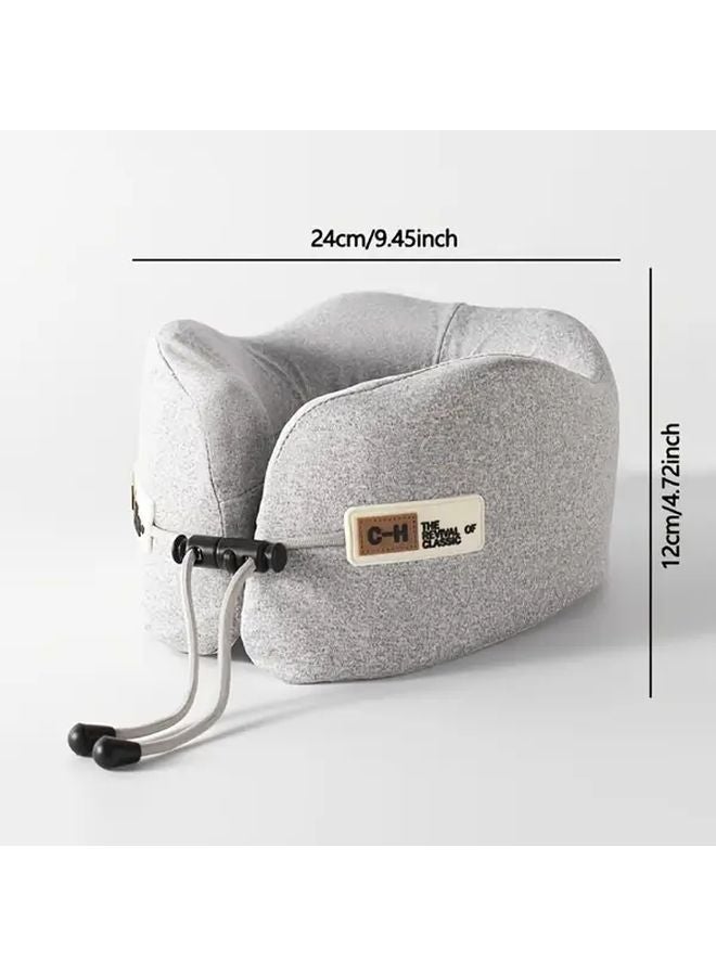 وسادة سفر سوداء على شكل حرف U مع صندوق تخزين، دعم عنق مريح للطائرة والسيارة - Image 4