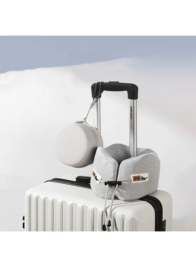 وسادة سفر سوداء على شكل حرف U مع صندوق تخزين، دعم عنق مريح للطائرة والسيارة - Image 5