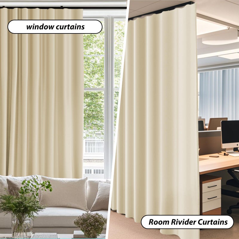 hoeflife Room Divider Blackout Curtains & Ceiling Curtain Track Set Wall Mount Extra Wide Track Curtains Flexible Sliding Curtain Rod Room Separation Privacyï¼ˆW 108 x H 84 in Beige Drape & Black Railï¼‰ - Image 5