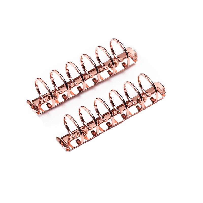 Moterm 2 Pieces 6-Hole Ring Binder Mechanisms Replacement Kit for Binder Planners (A7 Size, Rose Gold Color, 30mm) - Image 1