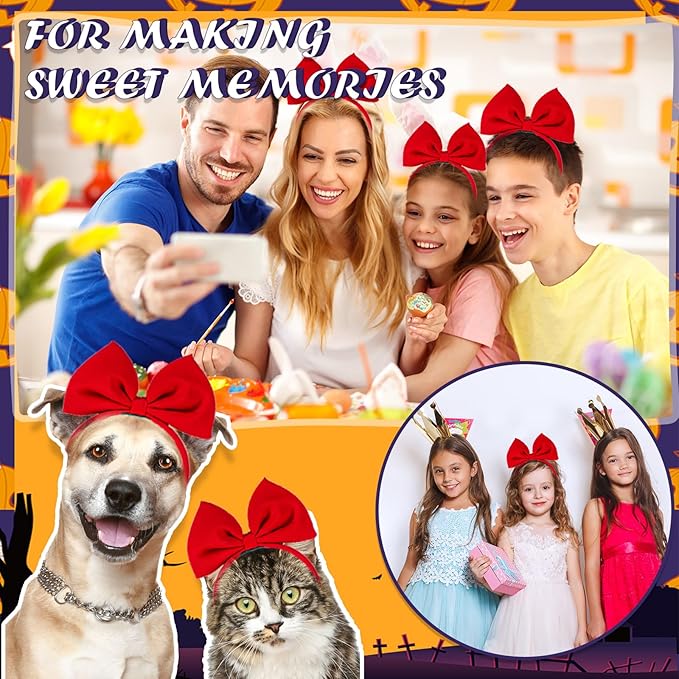 Sibba Bows Headband Halloween Christmas Party Hair Accessorys Sequins Ears Hairband Plastic Headpiece Wide Headwear Festival Headdress School Stage Performance Masquerade Costume Fascinator 799