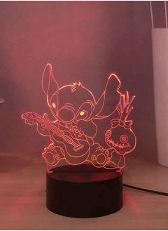 althiqahkey Lilo & Stitch 3D Night Light, Stitch and Doll Play Guitar LED Bedroom Night Light, USB Desk Lamp Touch & Remote Control, Kids Teen Birthday Lighting  - Image 4