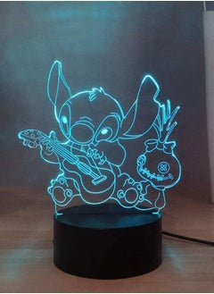 althiqahkey Lilo & Stitch 3D Night Light, Stitch and Doll Play Guitar LED Bedroom Night Light, USB Desk Lamp Touch & Remote Control, Kids Teen Birthday Lighting  - Image 1