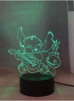 althiqahkey Lilo & Stitch 3D Night Light, Stitch and Doll Play Guitar LED Bedroom Night Light, USB Desk Lamp Touch & Remote Control, Kids Teen Birthday Lighting  - Image 5
