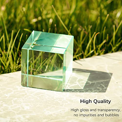 QFkris K9 Crystal Optical Glass Prism Cube Paperweight Ornament Art Glass Figurine Table Home Collectible Decor Photography Accessory (1.5inch,Cyan) - Image 4