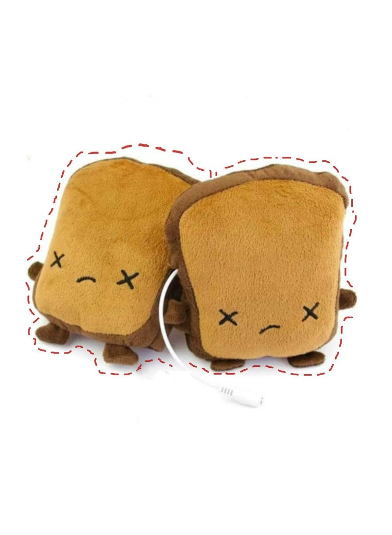 Excefore USB Winter Hand Warmers, USB Hand Warmers Cute, USB Heating Gloves Half Wearable Fingerless, USB Powered Heating Gloves for Gift TO Women and Children, Winter Fashion (Bread Man, Brown) - Image 1