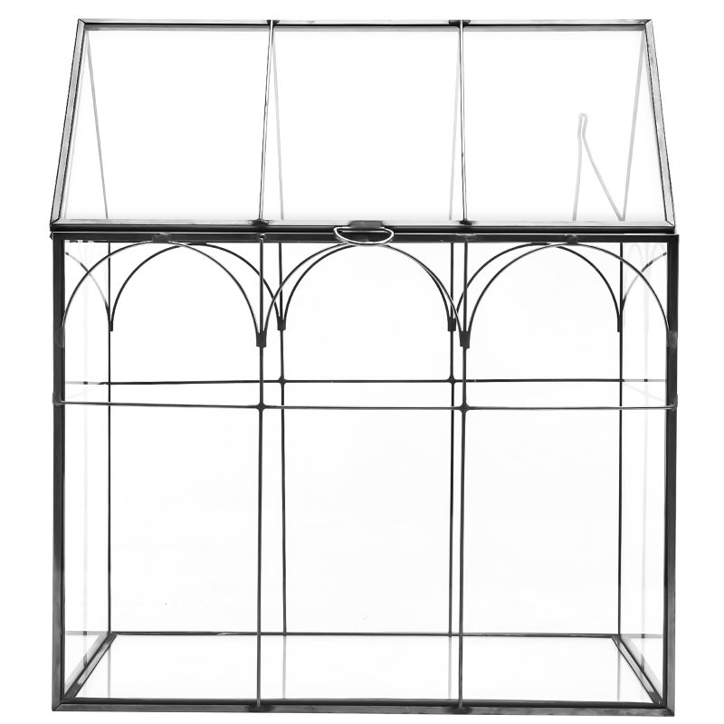 تراريوم نباتات هندسية عالي الحرية مع غطاء منزل لزراعة العصاريات طقم تراريوم للعصاريات والصبار وموطن الحلزونات للطاولة المصغرة باللون الأسود