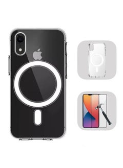 Magnetic MagSafe (2in1) Clear Magnetic Case for iPhone XR with Screen Protector, Full Coverage Set for Apple iPhone XR