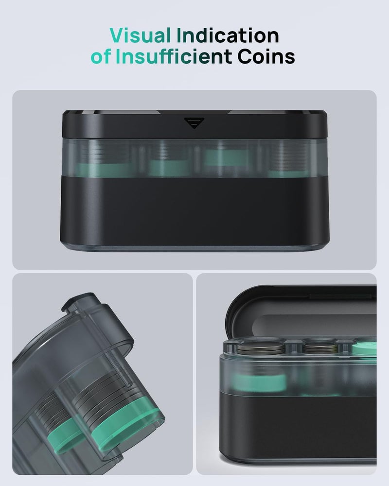 HALOBLK حامل عملات ذو سعة كبيرة لمنظم حامل تغيير السيارة، متوافق مع معظم السيارات والشاحنات، (أسود، عبوة من قطعتين) - Image 5