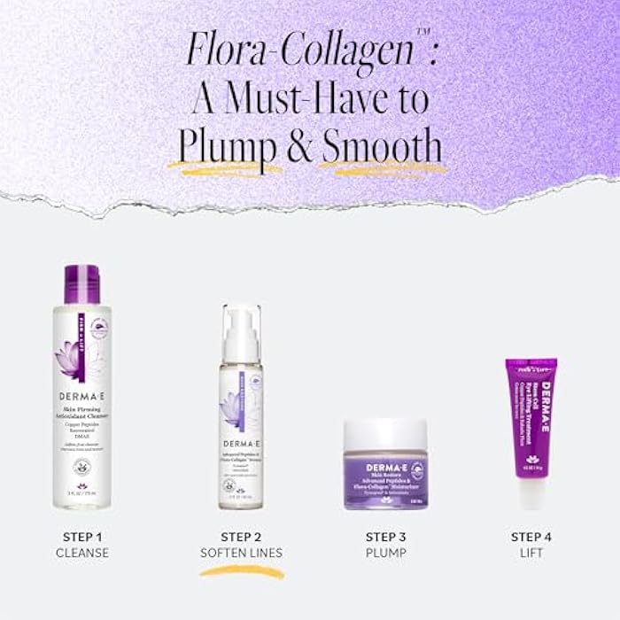 derma-e DERMA E Advanced Peptides and Vegan Flora-Collagen Serum – Double Action Collagen Face Cream with Peptide Complex – Intensely Hydrating Serum for Lines, Wrinkles and Redness, 2 oz - Image 5
