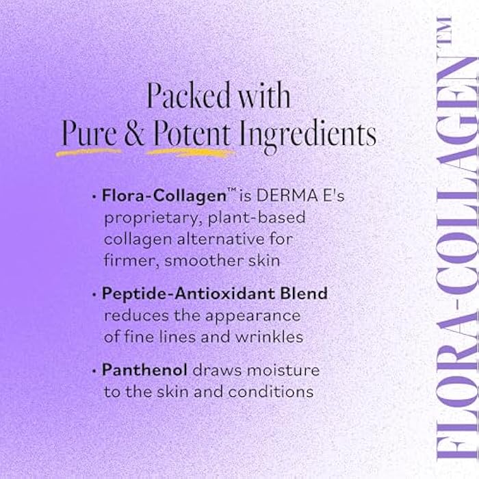 derma-e DERMA E Advanced Peptides and Vegan Flora-Collagen Serum – Double Action Collagen Face Cream with Peptide Complex – Intensely Hydrating Serum for Lines, Wrinkles and Redness, 2 oz - Image 4
