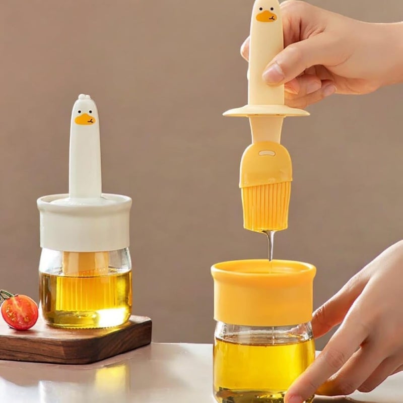 Rensom ECommerce 2 in 1 Glass Olive Oil Dispenser with Silicone Basting Brush Perfect for Cooking BBQ Grilling Baking and Air Frying High Temperature Resistant Oil Bottle - Image 3