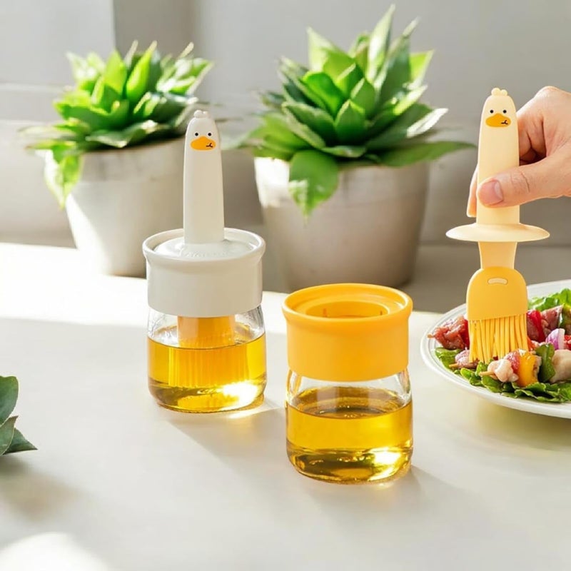 Rensom ECommerce 2 in 1 Glass Olive Oil Dispenser with Silicone Basting Brush Perfect for Cooking BBQ Grilling Baking and Air Frying High Temperature Resistant Oil Bottle - Image 1