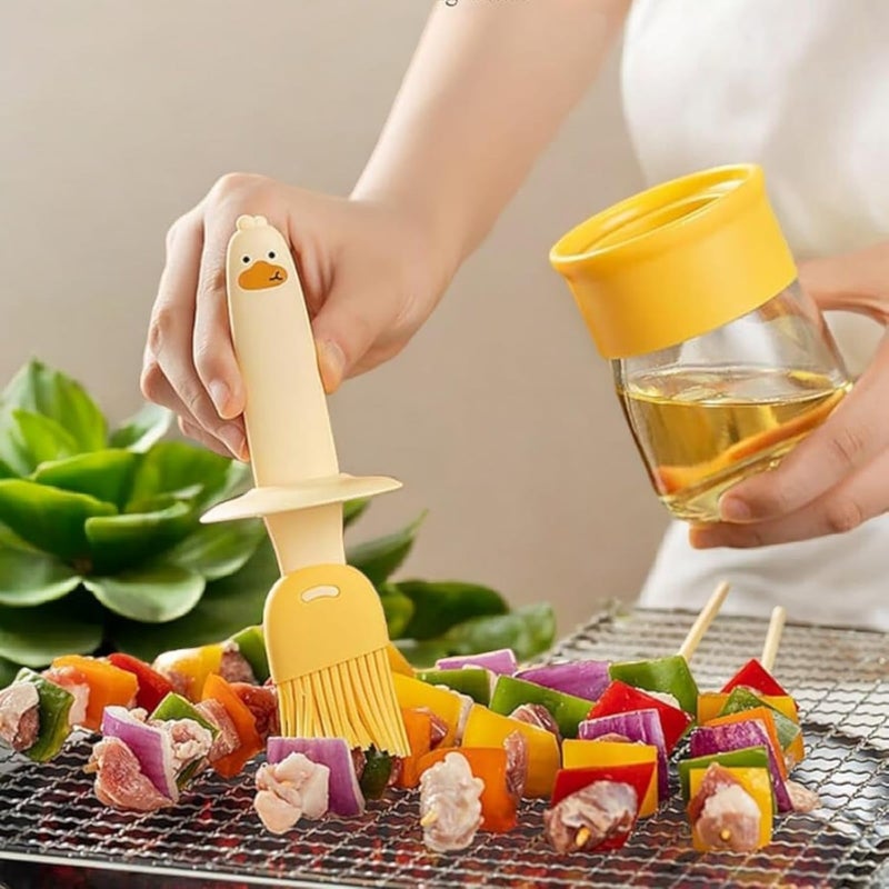 Rensom ECommerce 2 in 1 Glass Olive Oil Dispenser with Silicone Basting Brush Perfect for Cooking BBQ Grilling Baking and Air Frying High Temperature Resistant Oil Bottle - Image 2