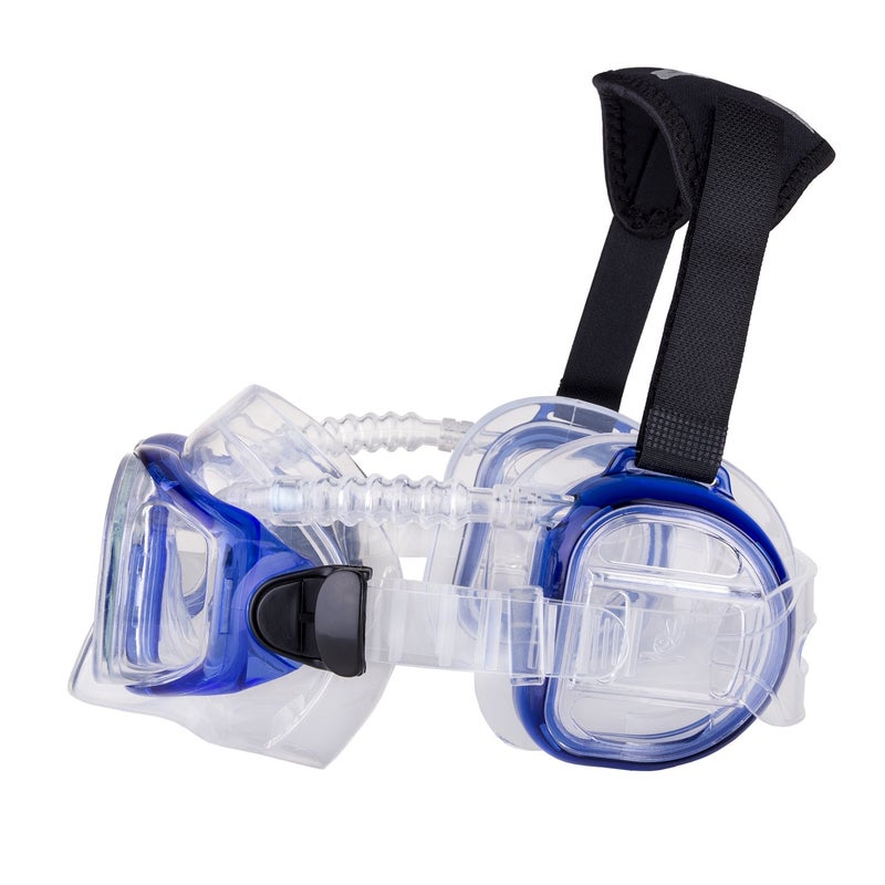 IST ProEar Dive Mask with Ear Covers, Scuba Diving Pressure Equalization Gear, Tempered Glass Twin Lens (Blue) - Image 2