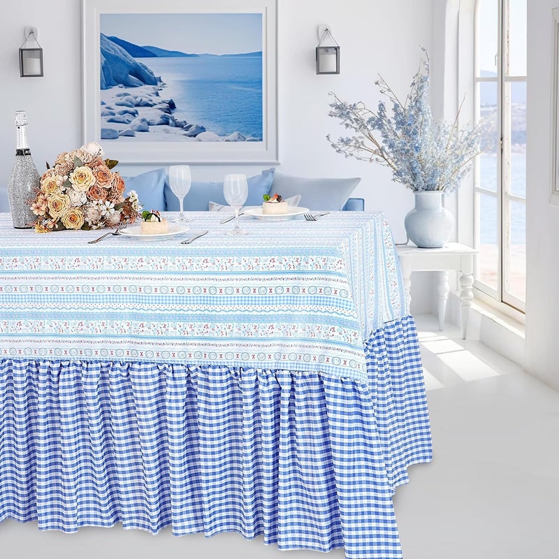 SoarDream Blue Bunny Easter Tablecloth - Easter Ruffle Waterproof Table Cloth 80 x 120 Inch Spring Flower Rabbit Eggs Rectangle Table Covers for Holiday Picnic Baby Shower Birthday Wedding Party Decoration - Image 5