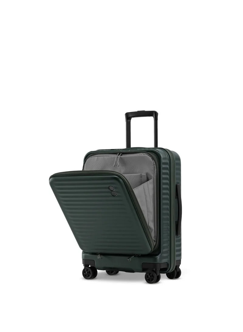 Echolac Echolac Celestra PC183FA-01 FS 20 Inch Expandable Hardside Trolley Luggage with TSA Lock, Front Opening Design, Hinomoto 4 Double-Wheeled System & USB Port - Deep Olive