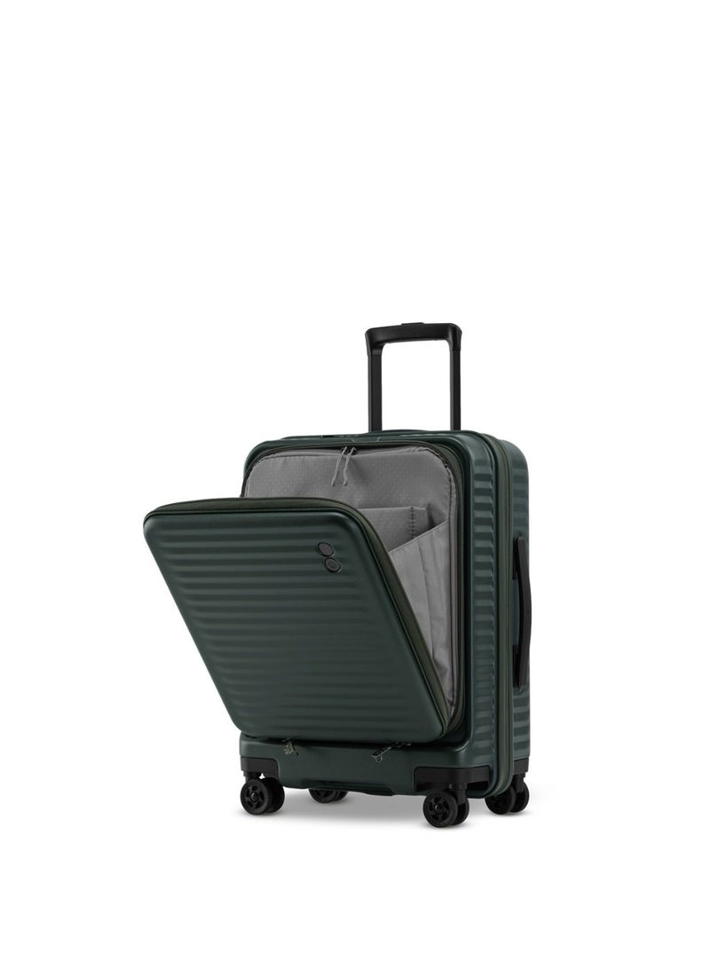 Echolac Celestra PC183FA-01 FS 20 Inch Expandable Hardside Trolley Luggage with TSA Lock, Front Opening Design, Hinomoto 4 Double-Wheeled System & USB Port - Deep Olive - Image 2