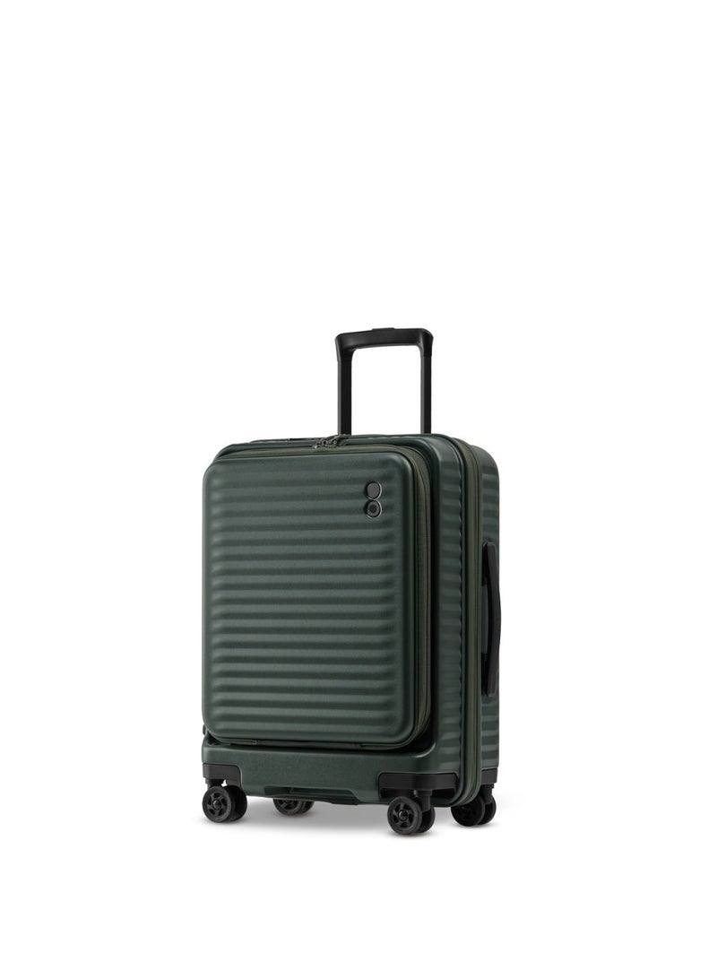 Echolac Celestra PC183FA-01 FS 20 Inch Expandable Hardside Trolley Luggage with TSA Lock, Front Opening Design, Hinomoto 4 Double-Wheeled System & USB Port - Deep Olive - Image 3