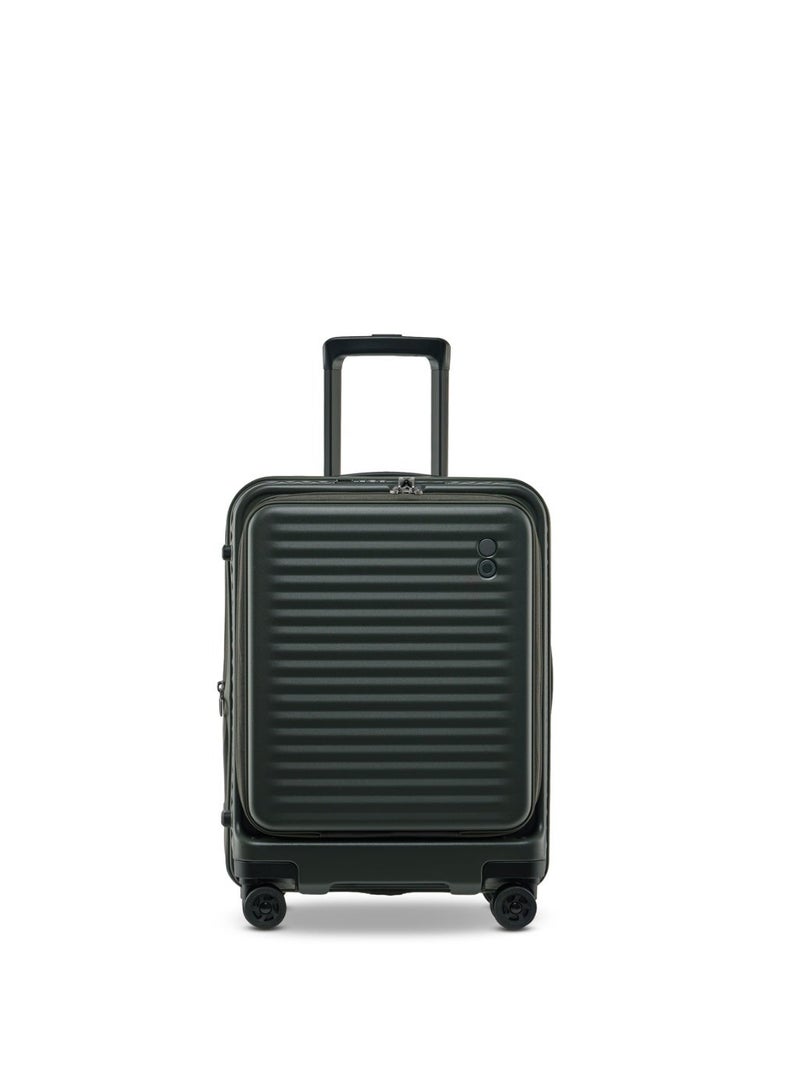 Echolac Celestra PC183FA-01 FS 20 Inch Expandable Hardside Trolley Luggage with TSA Lock, Front Opening Design, Hinomoto 4 Double-Wheeled System & USB Port - Deep Olive - Image 1