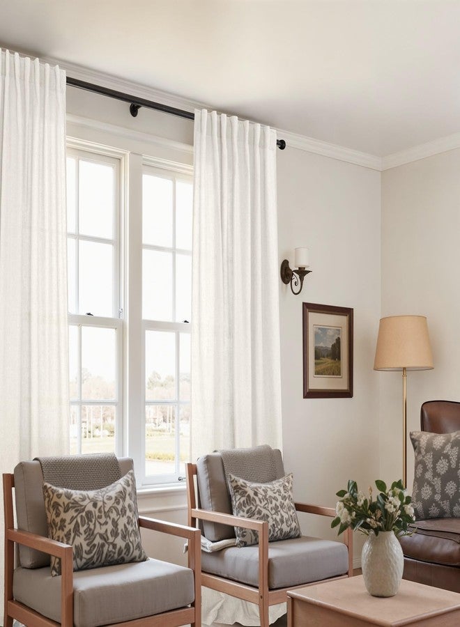 KOUFALL Linen Curtains 84 Inch Length 2 Panels Set Cream Neutral Farmhouse Curtain for Living Room,Beige Ivory Off White Modern Cottage Core Curtain Drapes for Bedroom Light Filtering Semi Sheer 84 In Long - Image 4