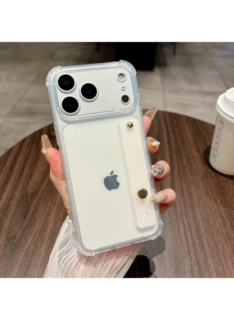 إكس ليفيل حالة لـ iPhone 17 Pro ، حامل الشريط مع معصم الركض ، واضح ناعم TPU واقي مقاوم للصدمات غطاء قوي ، حلقة قبضة اليد القابلة للتعديل لـ iPhone 17 Pro 6.3 بوصة واضحة - Image 1