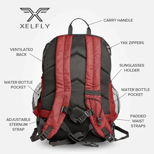 Xelfly Basketball Backpack with Ball Compartment – Sports Equipment Bag for Soccer Ball, Volleyball, Gym, Outdoor, Travel, Team – 2 Bottle Pockets, Includes Laundry or Shoe Bag – 25L (Red) - Image 2