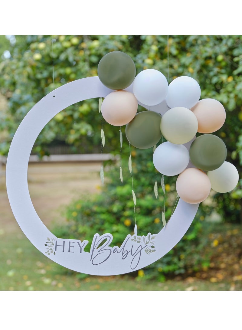 Ginger Ray Ginger Ray Photobooth Frame Hey Baby with White, Green, and Nude Balloons for Baby Showers  - Image 2