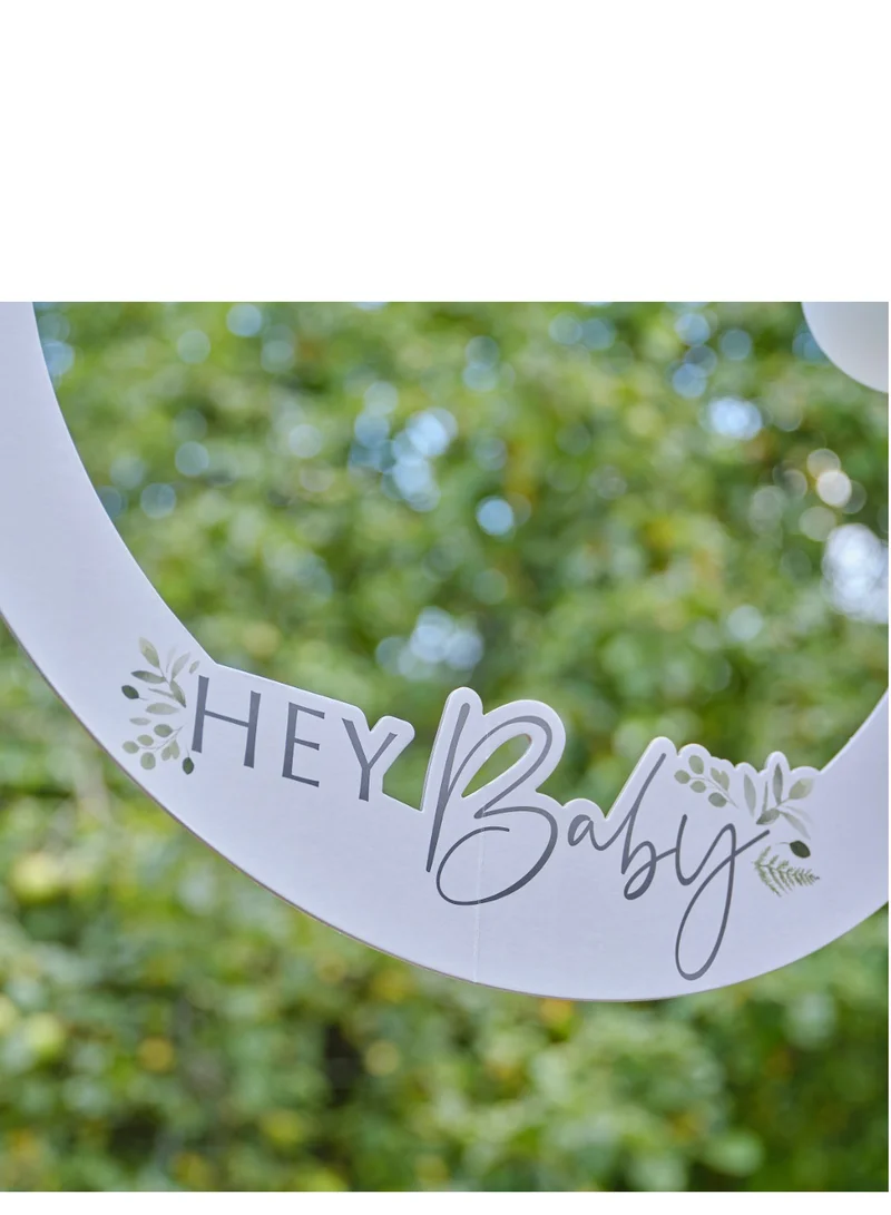 Ginger Ray Ginger Ray Photobooth Frame Hey Baby with White, Green, and Nude Balloons for Baby Showers