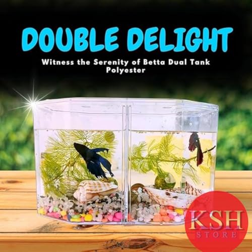 KSH STORE ®Double Compartment Betta Fish Tank with Divider, 2 INCH Plant- 2,Acrylic Breeding Box for Fish, Shrimp and Jellyfish Colour May Vary - Image 5