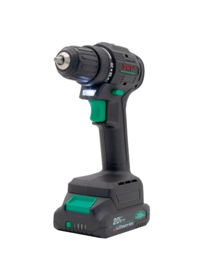 DWT 20V Rechargeable Brushless Cordless Drill Driver Black and Green 26 x 10 x 31.5 cm ABSP-20 DN-2 BMC - Image 2