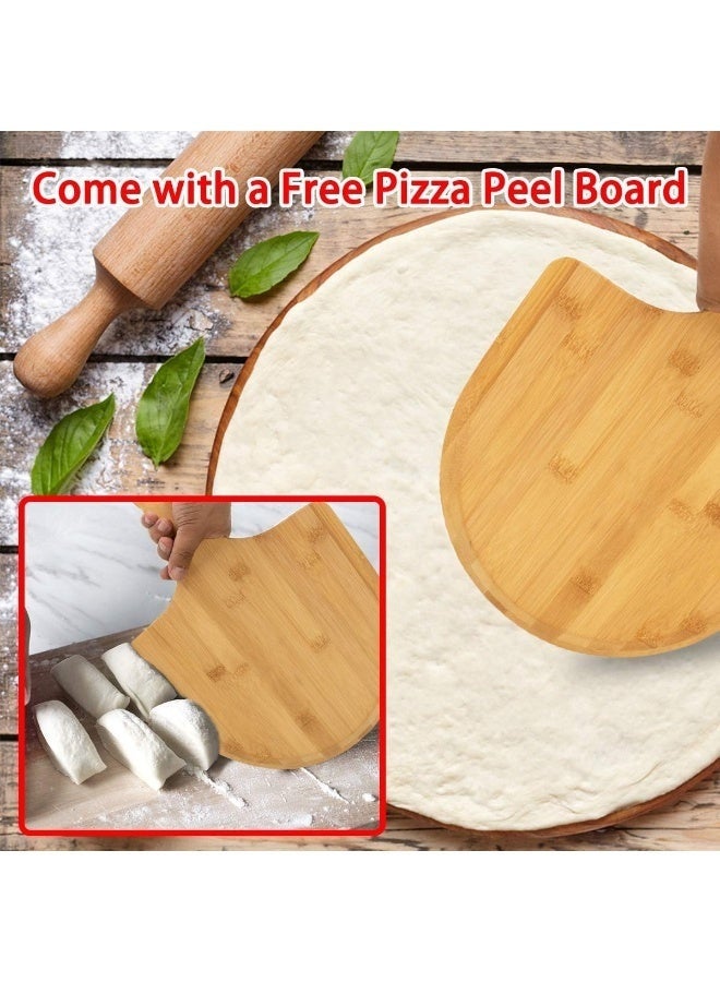 Arabest Pizza Stone Set, Heavy Duty Round Cordierite Baking Stone For Pizza, Cooking Stone With Bamboo Pizza Peel Paddle For Oven And Grill, 15"X12" - Image 5