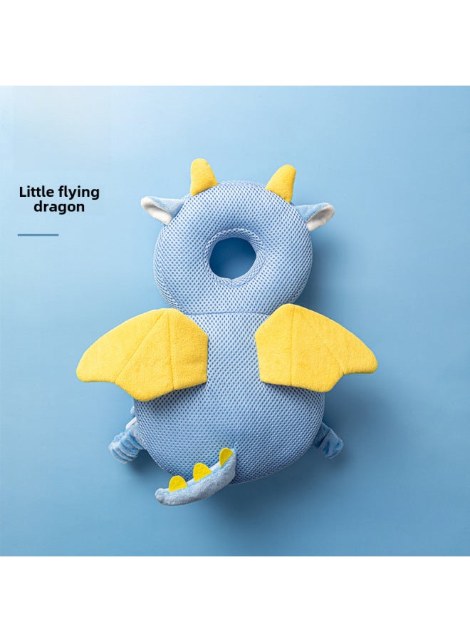 Baby Anti-fall Pad Baby Head Protector Walking Learning Protection Breathable Pink Butterfly Cushion For Head Child Safety-Color:Mesh-small Dragon - Image 1