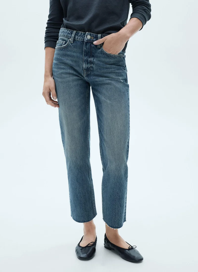 MANGO Blanca Straight Fit Cropped Jeans