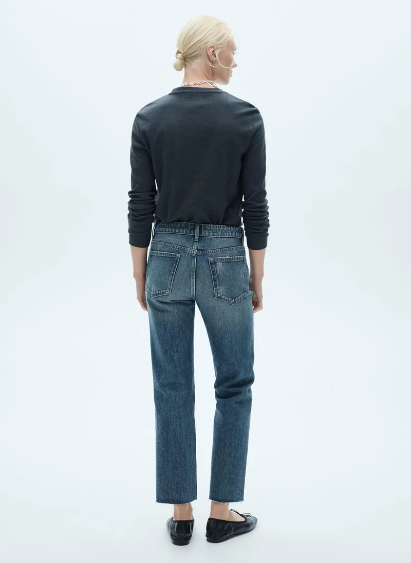 MANGO Blanca Straight Fit Cropped Jeans