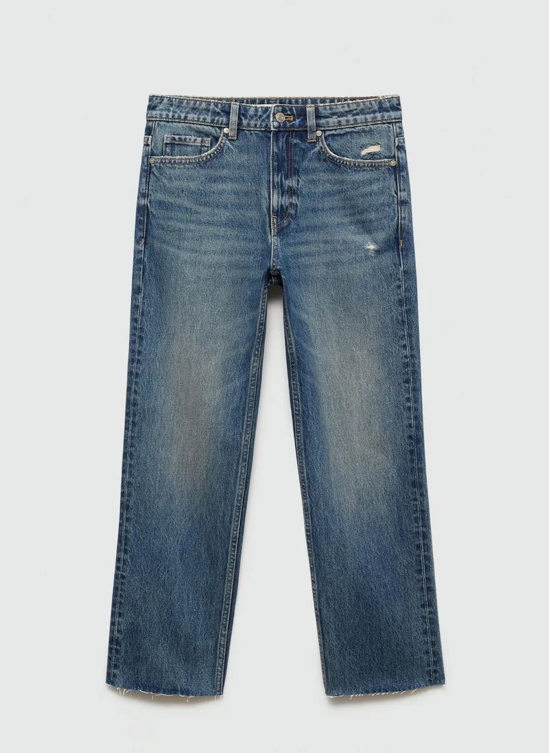 MANGO Blanca Straight Fit Cropped Jeans