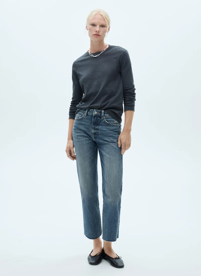MANGO Blanca Straight Fit Cropped Jeans