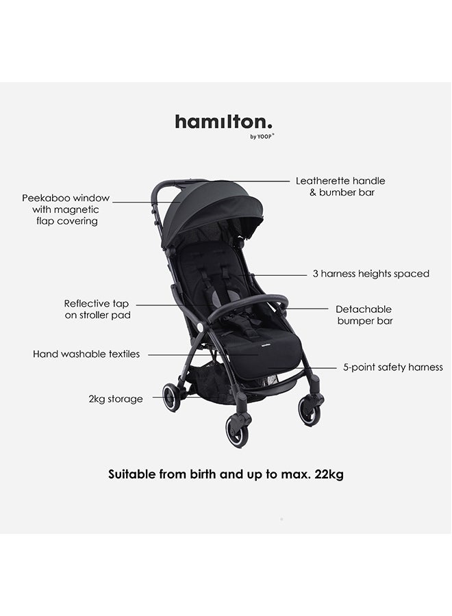 Hamilton Everyday Stroller Navi MagicFold Cabin-Size Infant to 6 Years Travel System Ready SPF 50+ Canopy Magnetic Buckle Lightweight All-Wheel Suspension - Image 2