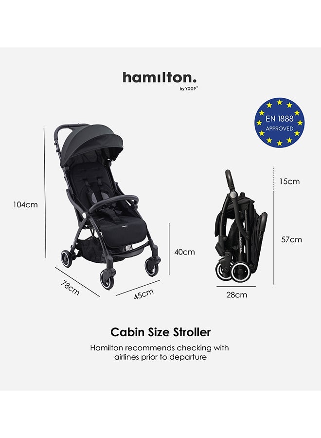 Hamilton Everyday Stroller Navi MagicFold Cabin-Size Infant to 6 Years Travel System Ready SPF 50+ Canopy Magnetic Buckle Lightweight All-Wheel Suspension - Image 3