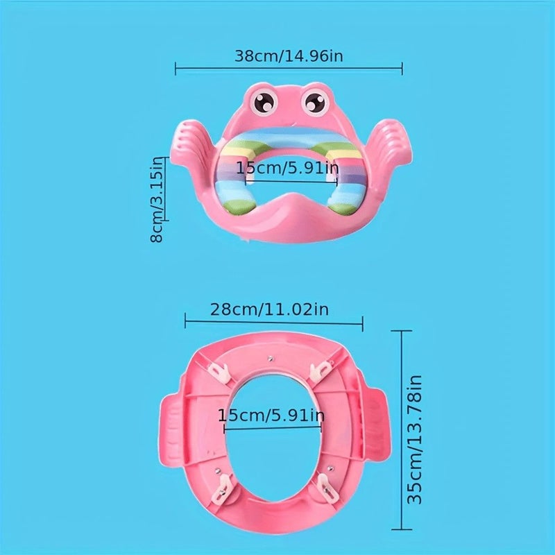 Green Foldable Kids Potty Seat Training Cartoon Bathroom Set - Image 3