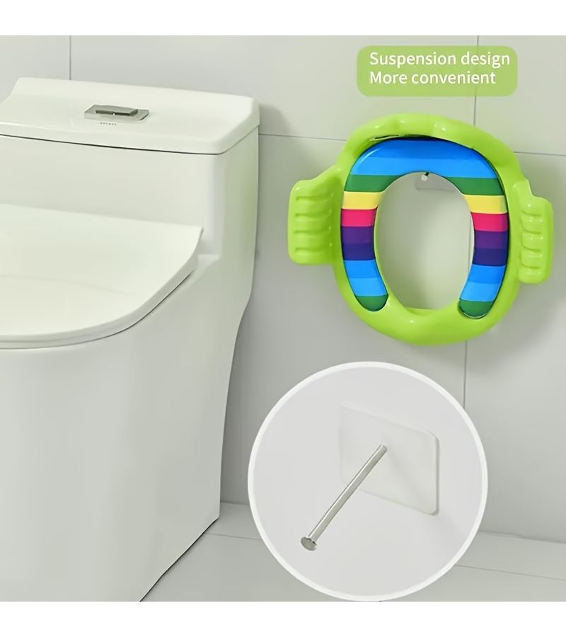 Green Foldable Kids Potty Seat Training Cartoon Bathroom Set - Image 4