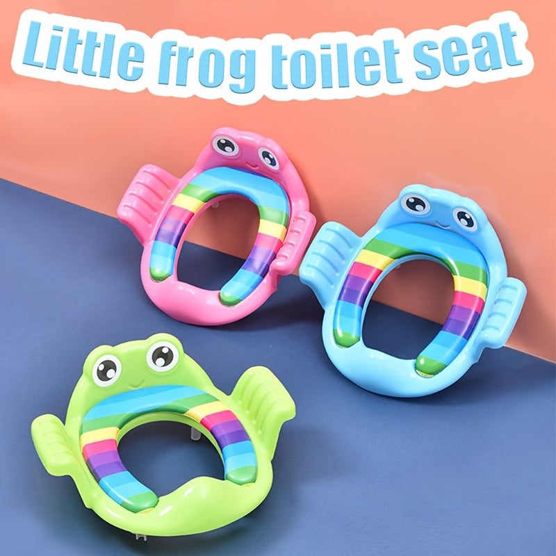 Green Foldable Kids Potty Seat Training Cartoon Bathroom Set - Image 1