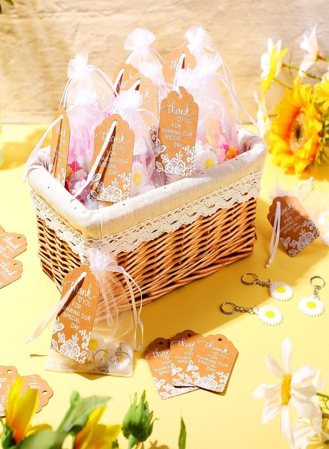 Ecation 50 Sets Daisy Party Favors Including Daisy Keychains Organza Bag Thank You Kraft Tags for Daisy Groovy Birthday Baby Shower Summer Party Bridal Wedding Guests Return Gifts - Image 2