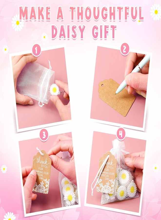 Ecation 50 Sets Daisy Party Favors Including Daisy Keychains Organza Bag Thank You Kraft Tags for Daisy Groovy Birthday Baby Shower Summer Party Bridal Wedding Guests Return Gifts - Image 5