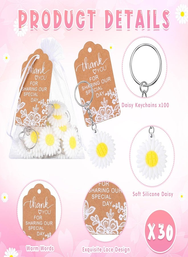 Ecation 50 Sets Daisy Party Favors Including Daisy Keychains Organza Bag Thank You Kraft Tags for Daisy Groovy Birthday Baby Shower Summer Party Bridal Wedding Guests Return Gifts - Image 4