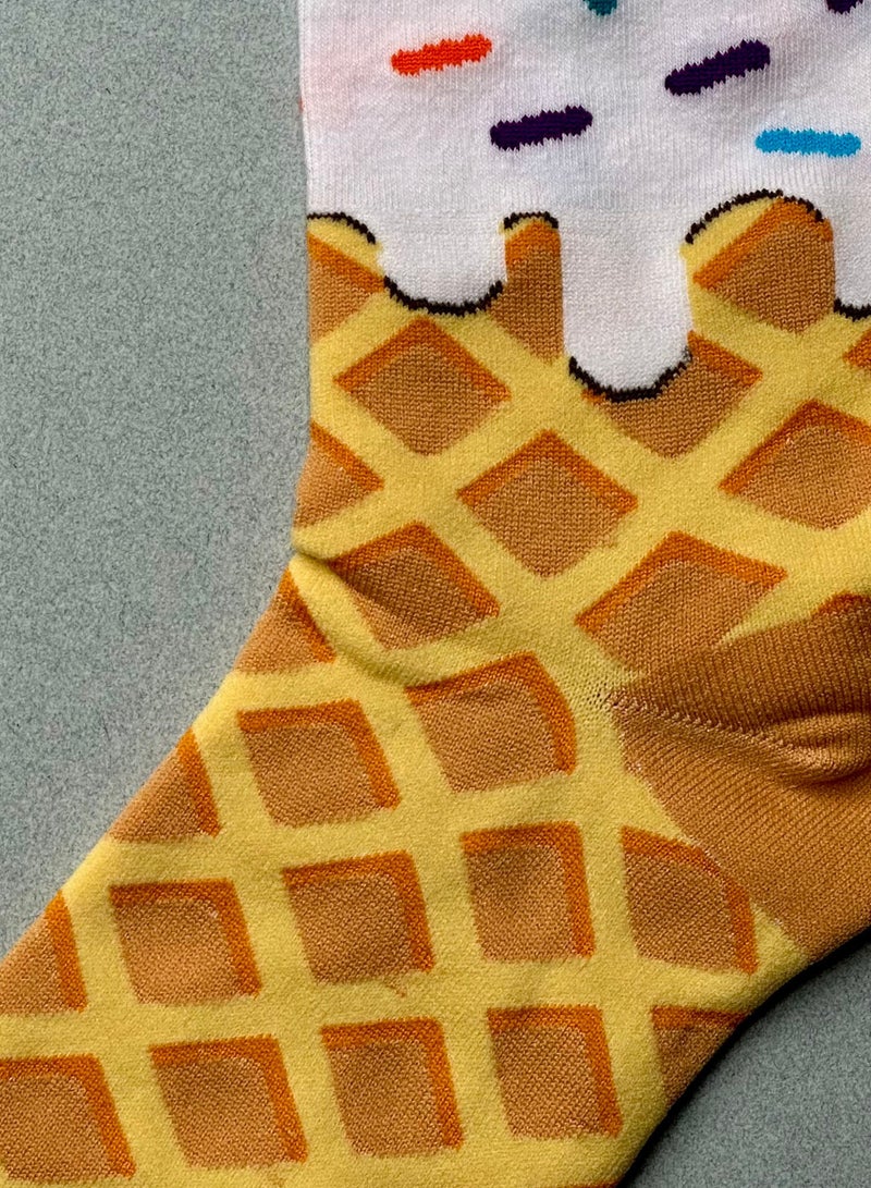 The Socks Hype 2 Pair Ice Cream Cone Socks - Cotton Blend Novelty Crew Socks | Crazy Colorful Patterned Cartoon Socks | Casual and Comfortable for Sizes 35-42 - Image 3