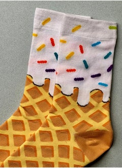 The Socks Hype 2 Pair Ice Cream Cone Socks - Cotton Blend Novelty Crew Socks | Crazy Colorful Patterned Cartoon Socks | Casual and Comfortable for Sizes 35-42  - Image 4